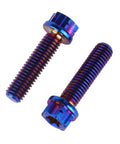 Top Shelf Grade 5 Titanium Flange Bolts With Torx Head Screws M5X20MM Burnt Blue Anodized Heavy Duty Lightweight Hardware Fasteners Pack Of Four Built Tough, showcasing two screws.