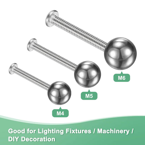 Three sizes of M4x8mm Stainless Ball Nut Knob Set, Female Thread Cap Covers For Lighting Fixtures, 304 Stainless Steel