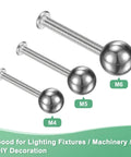Four Pack Threaded Ball Nut Knobs M5x10mm 304 Stainless Steel Female Thread Ball Nut Caps For Lighting Fixtures Machinery DIY Round Solid Heavy Duty Screw Caps Silver, M4 M5 M6
