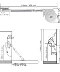 Diagram of 2Pack 105 Degree Soft Closing Pull Down Hinge Brackets For Downward Opening Lids And Cabinets Toy Box Hinges with dimensions
