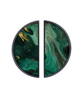 Emerald Fluid Art Gold Splatter Cabinet Pulls 2 Pack Black Semicircle Drawer Handles with 3 Inch Center, marble design close-up