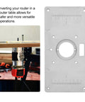 Rock Solid Aluminum Router Table Insert Plate Fits Dcw600 Like A Charm showing mounting holes and center ring for precision setup.