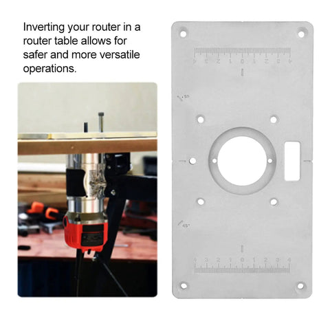 Rock Solid Aluminum Router Table Insert Plate Fits Dcw600 Like A Charm showing mounting holes and center ring for precision setup.