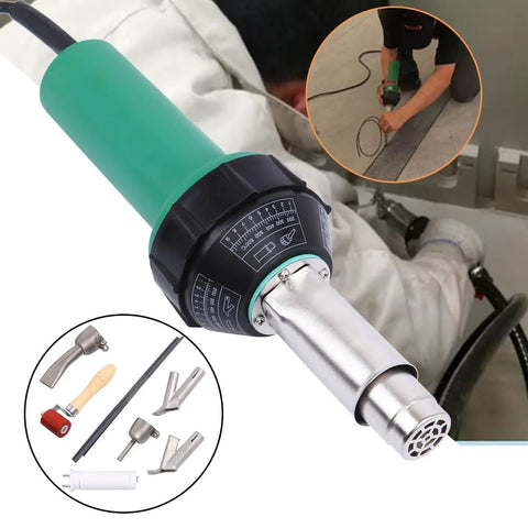 Hot Air Welding Gun Kit 1500W 110V With Adjustable Temperature 30 To 680C For Plastic PVC Vinyl TPO Welding Includes Nozzle Roller