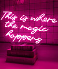 Where The Magic Happens Neon Sign Wall Decor 23 Inch LED Neon Light For Bedroom Bar Party Bright Yet Soft Glow Dimmable Night Light Perfect Gift For Her Bachelorette Easter Valentines Day