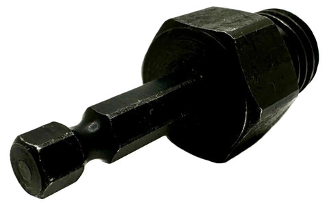 Precision Machined Heavy Duty 5/8 To 1/4 Inch Hex Shank Drill Adapter Slick Conversion Tool For Core Bits And Drill Press, close-up view.