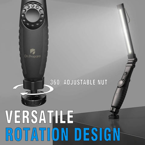 Portable LED Work Light With 700 Lumens COB, Foldable And Rechargeable 3200mAh Battery, Magnetic Cordless Inspection Light for versatile rotation