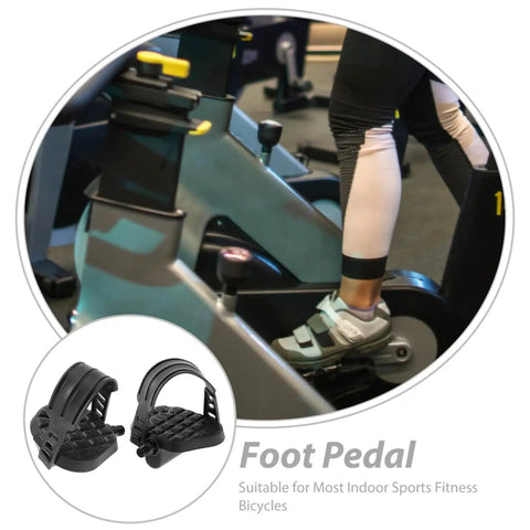 Replacement Bike Pedal Plates For Exercise Bike Beefy Heavy Duty Folding Pedals With Straps on an indoor cycling setup