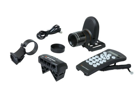 StarSense AutoAlign For Sky-Watcher SynScan Mounts, Plug-And-Play Telescope Alignment components displayed on white background.