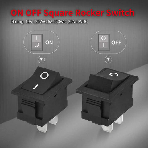 Mini 12V 20A SPST Rocker Switch For Automotive And DIY Projects Pre Wired Black KCD1 Two Pin On Off Toggle Pro Grade 120V