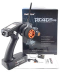 RC4GS V3 2.4G 4CH RC Transmitter And Receiver With R6FG Gyro Inside Pistol Grip Remote Controller in front of packaging