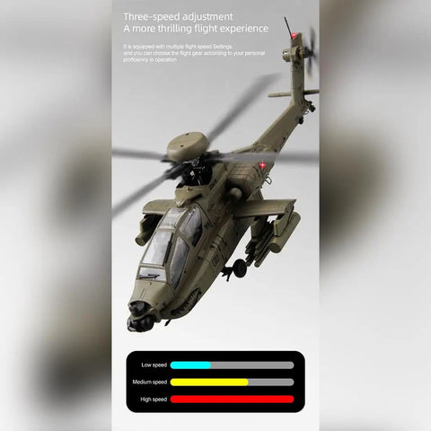 RC Helicopter Flybarless 6CH With Optical Flow Positioning And Brushless Motor Altitude Hold One Key Inverted Flight in Army Green