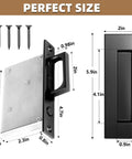 6 Inch Pocket Door Hardware Set Complete 304 Stainless Steel Kit With Pop Out Ring Handle shown with measurements and screws