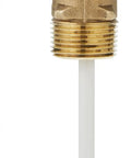 Three Quarters Inch Lead Free Bronze Temperature And Pressure Relief Valve With Fully Automatic Self Closing Action NPT Inlet To NPT Outlet Test Lever And Extension Thermostat For Water Heaters And Hot Water Tanks, vertical view with test lever and extension visible