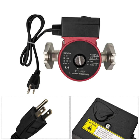 Stainless Steel Hot Water Circulator Pump Replacement for UPS15-55SFC 59896773 showing flange connection and power cord.