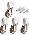 Heavy Duty Swivel Furniture Caster Wheels With Quiet Tpe Rubber Brakes And Reinforced U Style Steel Brackets, 4-piece set with bolts.