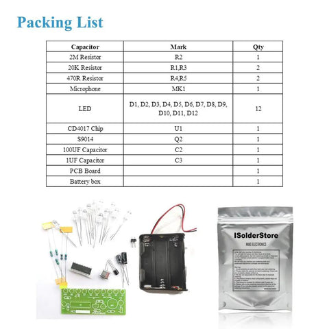 Colorful 10 LED Soldering Practice Board Kit For Teens And Adults, CD4017 Electronic DIY Project, Glass Fiber PCB components