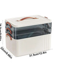 Clear Large Medical Box With Multi Layer Design For Home And Travel Big Capacity Pill Organizer shown with dimensions