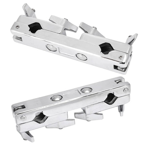 Heavy Duty Drum Set Clamp Holder For Cowbell Bracket With 12cm Rod, silver metal mount on white background
