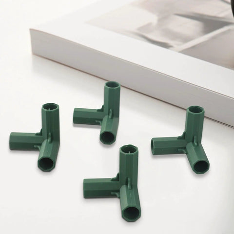 Set Of 4 Plastic Greenhouse Frame Connectors For 16mm Tubes Easy Install Right Angle 3 Way Plant Support Brackets DIY Garden Trellis Fittings Outdoor Awning Frame Parts For Climbing Plants