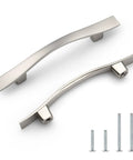 Solid Zinc Alloy Drawer Knob And Pull Set In Satin Nickel Finish For Cabinets And Dressers 10 Pack, showing handles and screws
