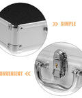 Tough As Nails Aluminum Storage Case With Secure Snap Latch And Plush Foam Padding For Guarding Cameras Cosmetic Kits And Power Tools On Weekend Getaways While Rolling Out close-up of sturdy aluminum latches and corners