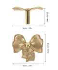 Luxurious Vintage Brass Bow Drawer Handles For Furniture And Boxes, 5cm gold bow knob, front and side view