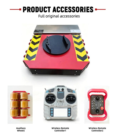 Heavy Duty Electric Moving Skates For Up To Forty Tons, Industrial Machinery Transport Platform with wireless remote and auxiliary wheels.