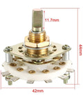 11 Position 1 Pole Band Selector Rotary Switch With Knob 12 Pins 1 Deck Mount 9.7mm Mount Hole 6mm Shaft 11.7mm Shaft Length