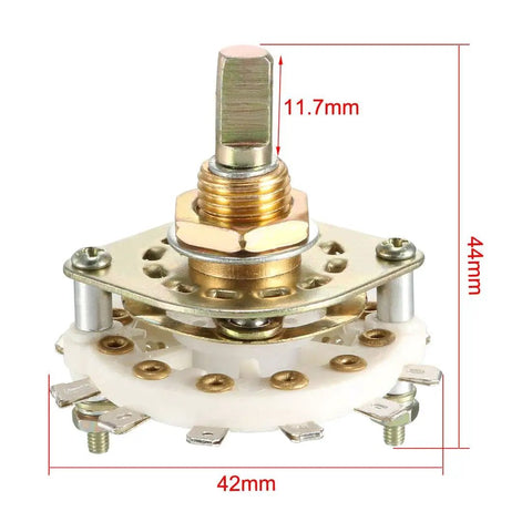 11 Position 1 Pole Band Selector Rotary Switch With Knob 12 Pins 1 Deck Mount 9.7mm Mount Hole 6mm Shaft 11.7mm Shaft Length