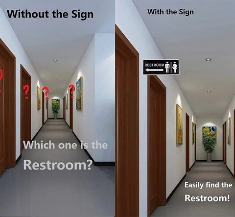 Double Sided Aluminum Restroom Sign For Home And Office Doors With Clear Readable Letters On Both Sides Large 12.1 By 5.5 Inches Metal Bathroom Door Sign For Office Home Or Business Environments