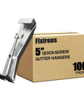 5 Inch Quick Screw Gutter Hangers 100 Pack Gutter Support Brackets Hidden Gutter Hanger With Screws next to box