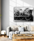 Train Locomotive Wall Art Poster Black And White Running Gear Wheel Canvas Print Unframed 8x12 Inch Modern Home Decor for Living Room