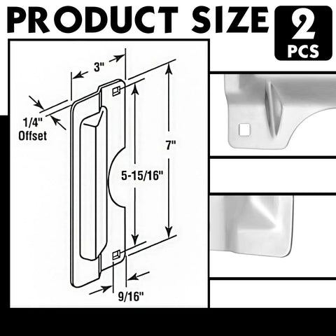 Heavy Hitter Stainless Steel Door Strike Guards Sleek Silver Two Pack dimensions and design details on installation guide.