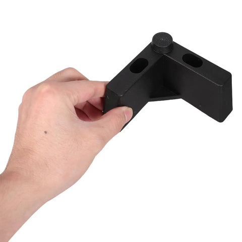 L Shaped Plastic Sofa Legs 4 Pack With M5 Screws for Sofa Couch Cabinet and Table, shown with hand holding for scale