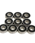 Deep Groove Ball Bearing Kit 608 2RS 8x22x7mm Mini Roller Bearings For Skateboard Scooter BMX Inline Skates Go-To Kit For Crisp Roll And Ultra Smooth Spin 10-Piece Lot, 10 black sealed bearings