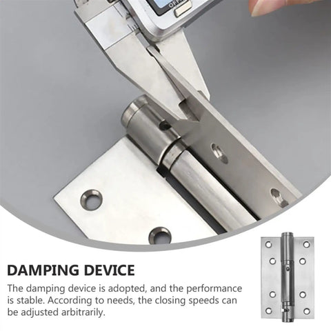 Measuring Self-Closing Stainless Steel Door Hinges Set 2-Pack, Quiet Heavy-Duty Hardware, Rust-Resistant Silver, Smooth Operation