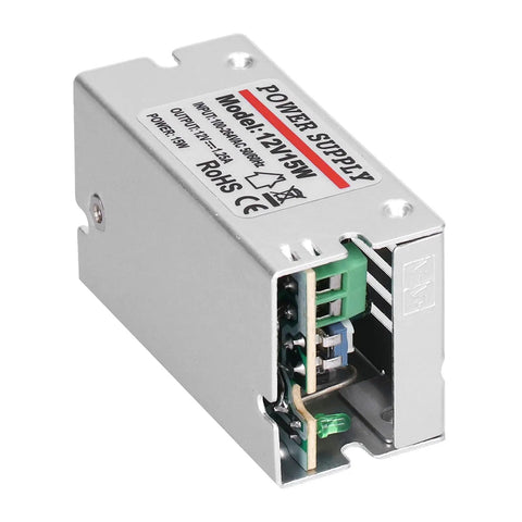 Solid As A Rock Regulated Switching Power Supply 12 Volt 0.25 Amps 15 Watt Led Driver, compact aluminum housing and internal wiring.