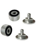 6061 T6 Aluminum Welding Helmet Fasteners Replacement Pair for Hood Mounts, anodized silver finish and silicone gasket detail
