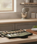 Canvas Knife Roll Organizer With Individual Slots Portable Blade Protector Case for Camping and Kitchen on countertop