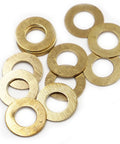 Brass Flat Washers Set 30 Pc Heavy Duty Assorted M2-M16 Hardware Kit For Plumbing Mechanical And Electrical Repairs, brass washers on white