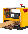 Heavy Duty 2000W Benchtop Planer Slick 13 Inch Desktop Electric Jointer with wood feeding through, showing solid aluminum design.