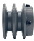 Side view of Double Groove V Belt Pulley 2.25 Inch Outside Diameter Cast Iron Sheave For A AX 3L 4L V Belts 7/8 Bore 2AK2278