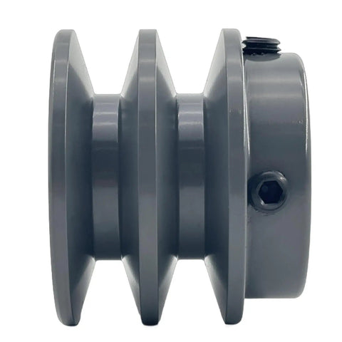 Side view of Double Groove V Belt Pulley 2.25 Inch Outside Diameter Cast Iron Sheave For A AX 3L 4L V Belts 7/8 Bore 2AK2278