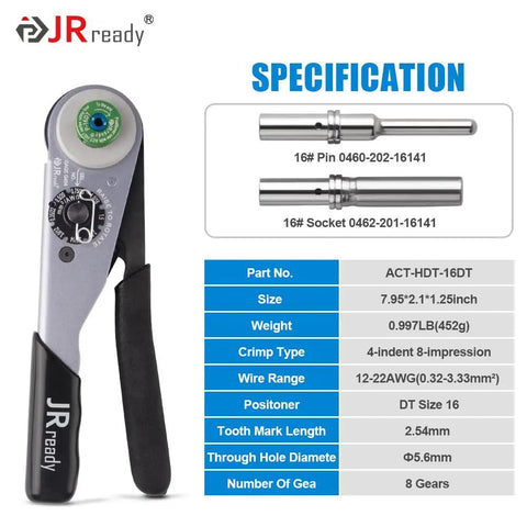 Crimp tool from DT Deutsch Connector Kit For Auto Wiring With 2 3 4 6 8 12 Pin Plugs Size 16 Solid Contacts For 16-20AWG.