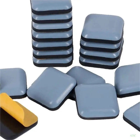 No Sweat Abs Furniture Glide Pads With Strong Peel Tape Floor Guard Mats in gray, designed for easy moving of wood chairs.