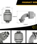 One Half Inch Liquid Tight PVC Conduit Fittings Kit With Twenty Pack Straight And 90 Degree Non Metallic Nylon 6 Connectors UL Listed Grey