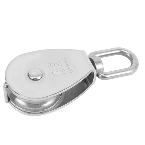 Beefy Four Pack M50 Single Pulley Block With 881 Lbs Load Capacity Heavy Duty Stainless Steel 360 Degree Rotatable Pulley Rings Included