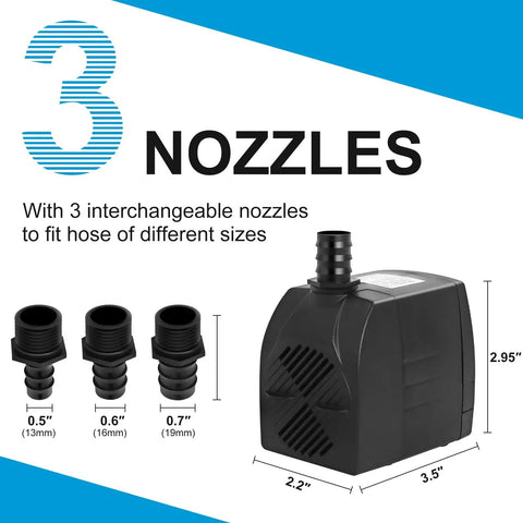 Replacement Water Pump For Cyclone 110 120 And 130 Portable Evaporative Coolers with 3 interchangeable nozzles