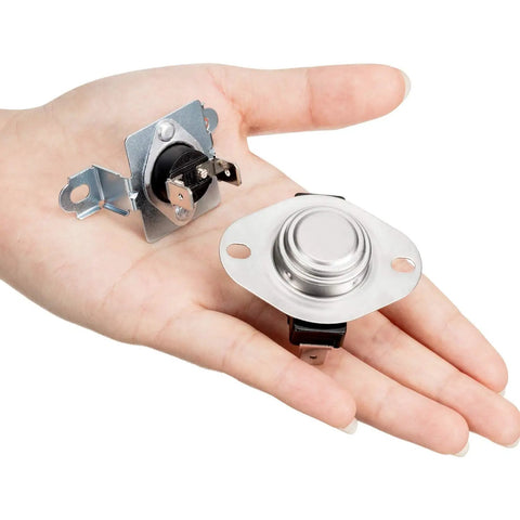 Hand holding Dryer Repair Kit With 6931EL3001F Thermostat And 6931EL3003D Thermal Fuse Thermostat Replacement Parts For Dryers